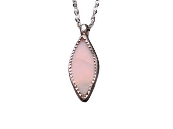 Handmade Moonstone Sterling Silver Necklace with Pink Moonstone Pendant