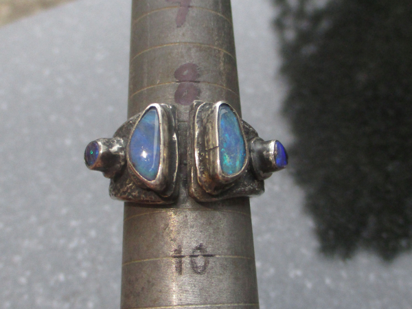 Handmade Boulder Opal Sterling Silver Statement Ring Size 9