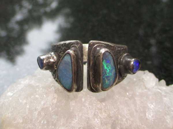 Handmade Boulder Opal Sterling Silver Statement Ring Size 9
