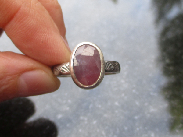 Pink Sapphire Ring 925 Sterling Silver with Faceted Oval Sapphire Handmade Rings