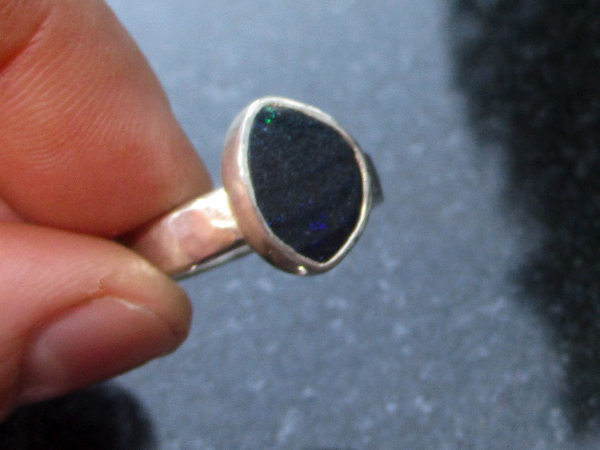 Handmade Andamooka Matrix Opal Ring 925 Sterling Silver Black Matrix Opal Size 8
