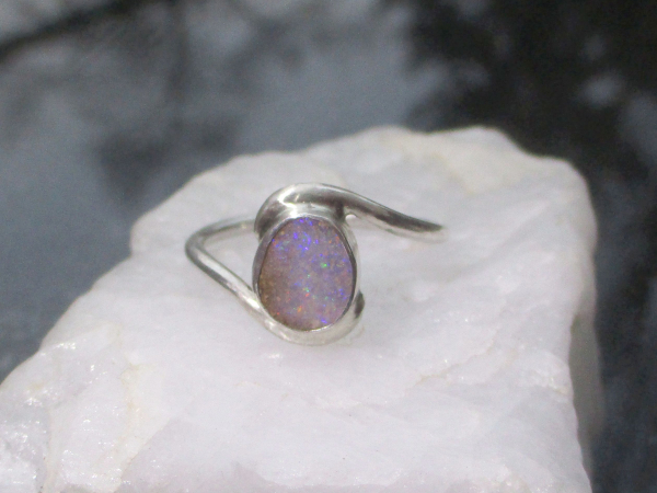 Boulder Opal Ring 925 Sterling Silver Handmade  Oval Stone Natural Australian Op