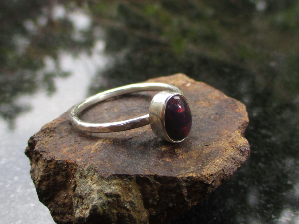 Black Opal Ring 925 Sterling Silver Size 8 Stacking, Rings for Women Ethiopian B