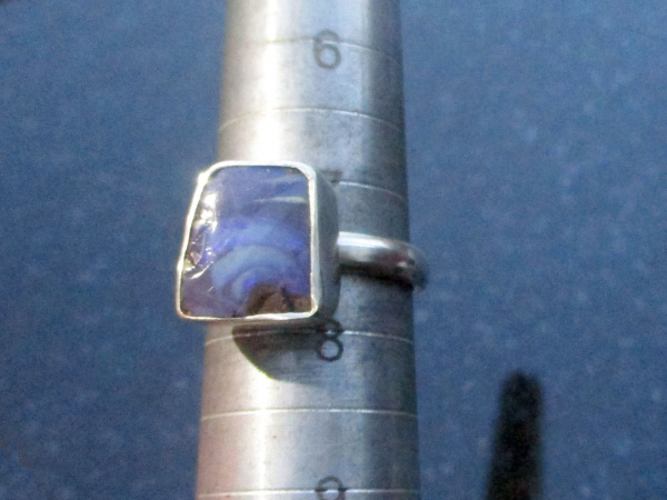 Handmade Australian Boulder Opal Ring 925 Sterling Silver Size 7.5 Handmade Ring