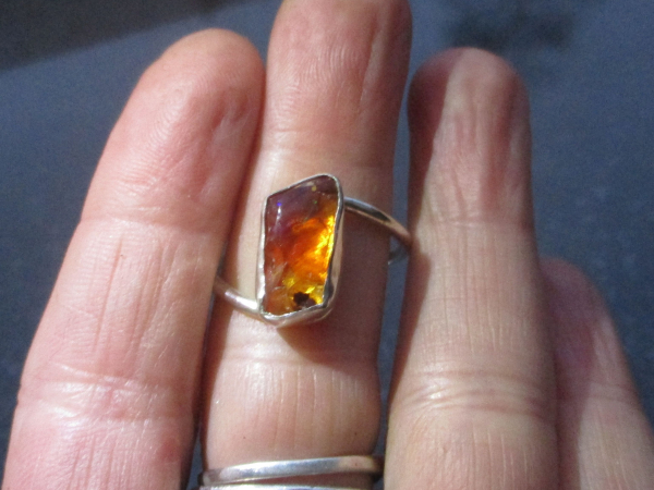 Raw Opal Ring 925 Sterling Silver with Freeform Natural Mexican Opal  Size 8.25