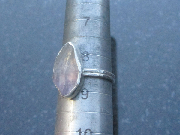 Raw Amethyst Silver Ring Size 8.6  Purple Crystal Point Stacking Ring in Sterlin
