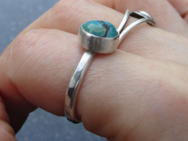 Handmade Turquoise Silver Ring US Size 7 Natural Tibetan Turquoise Gemstone Dece