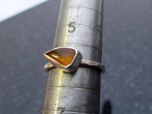 Freeform Yellow Opal Ring 925 Sterling Silver with Natural Mexican Opal Size 6.5