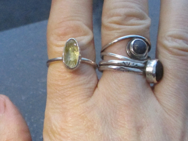 Handmade Oregon Sunstone Ring Sterling Silver Rough Crystal Rings for Women Size