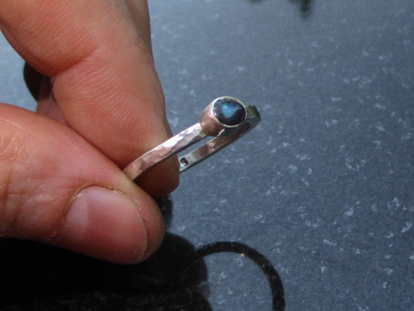 Black Opal Ring 925 Sterling Silver Size 8.5 Handmade with Natural Australian Op