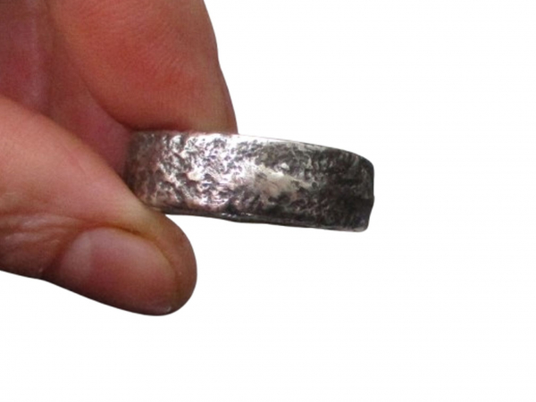 Handmade Textured Silver Band Cast 925 Sterling Silver Ring Size 9
