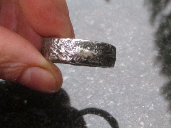 Handmade Textured Silver Band Cast 925 Sterling Silver Ring Size 9