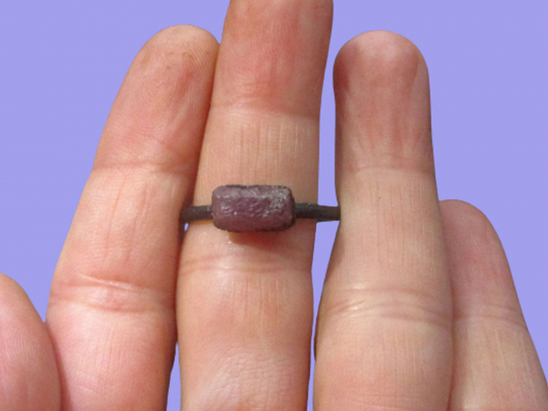 Ruby Crystal Ring Copper Electroformed Ring Raw Stone July Birthstone Size 8 Bar
