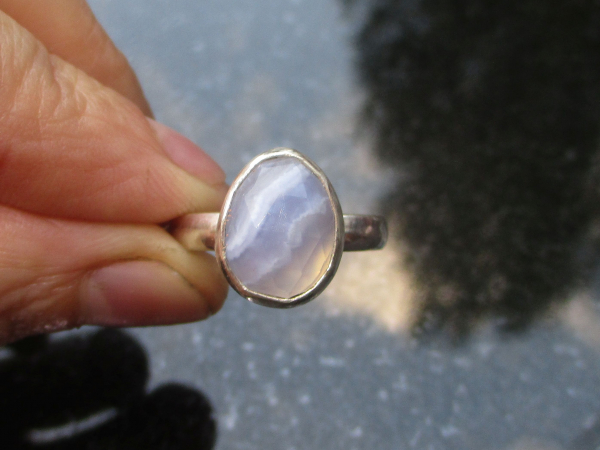 Blue Lace Agate Ring 925 Sterling Silver Size 6.5 Natural Agate Gemstone Handmad