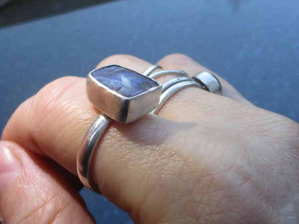 Handmade Australian Boulder Opal Ring 925 Sterling Silver Size 7.5 Handmade Ring