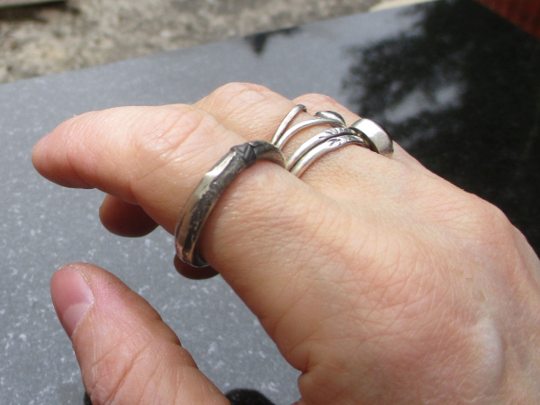 Blue Sapphire Silver Ring Stackable Handmade Sand Cast Ring