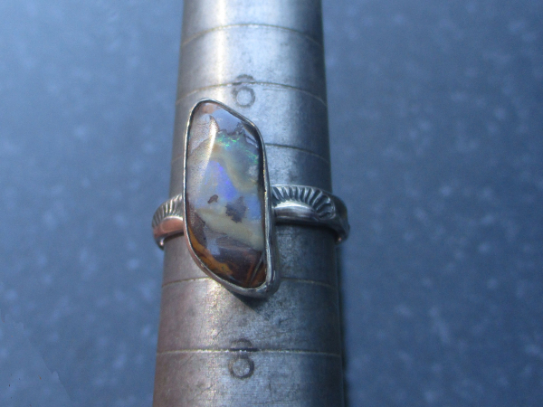 Boulder Opal Ring 925 Sterling Silver Size 7 Handmade with Natural Australian Op