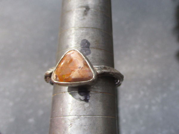 Triangle Opal Ring with Natural Mexican Opal Handmade Branch Ring Size 8.5