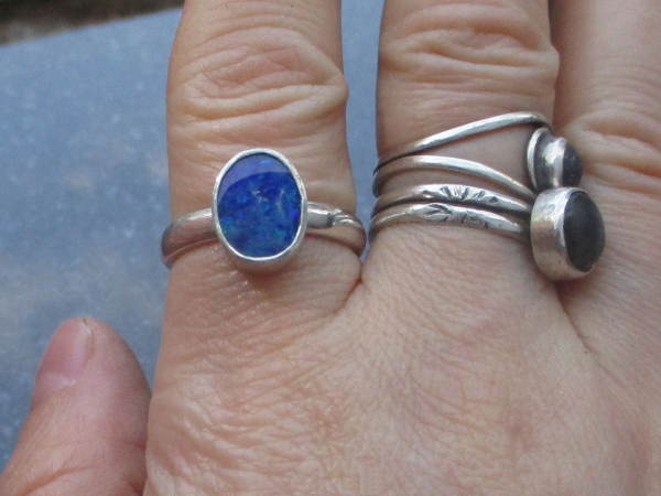 Australian Opal Ring, Blue Opal, 925 Sterling Silver, Size 7.25, Handmade, Rings