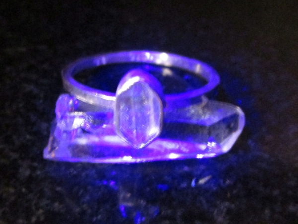 Handmade Quartz Stacking Ring in Sterling Silver Size 7 Fluorescent Crystal Ring