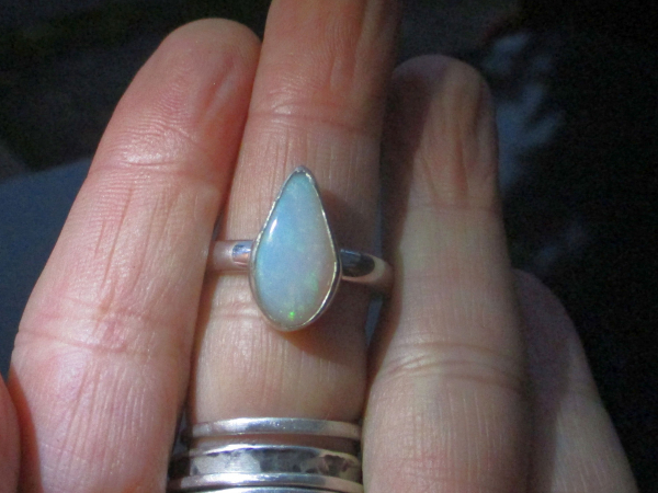 Handmade Australian Opal Ring 925 Sterling Silver Size 8 Rings for Women