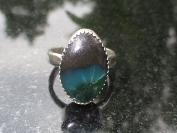 Handmade Indonesian Opal Ring 925 Sterling Silver Made with Indonesian Opalized