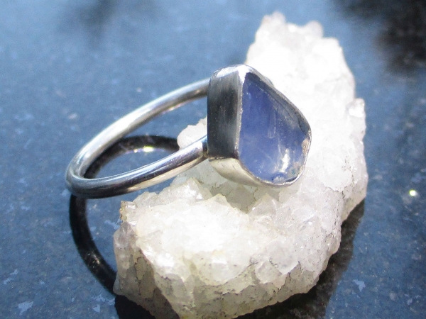 Oregon Blue Opal Silver Ring Size 6 October Birthstone Natural Crystal Raw Stone
