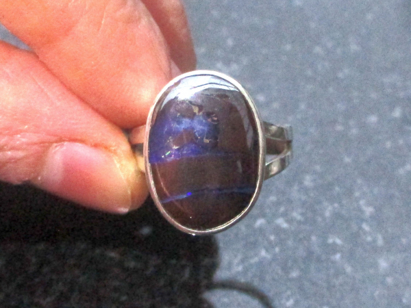 Boulder Opal Ring 925 Sterling Silver Size 7.5 Australian Opal Split Band Handma