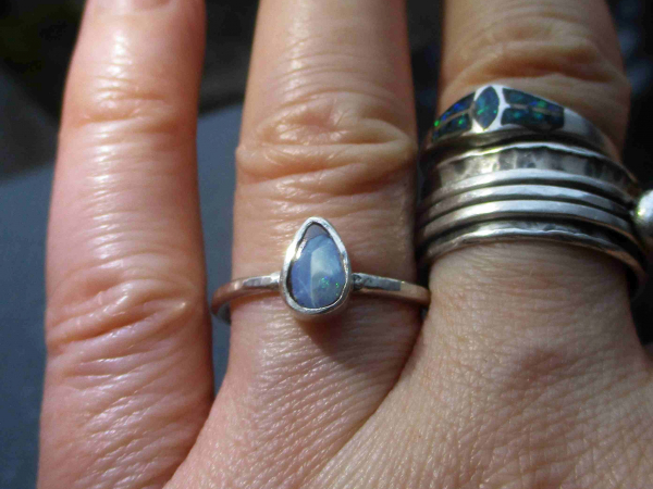 Handmade Boulder Opal Ring Sterling Silver Size 6 Handmade with Natural Australi