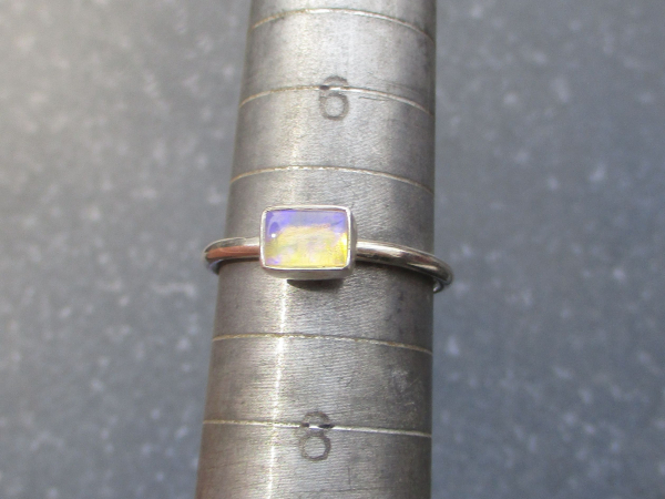 Crystal Opal Ring with Australian Opal Sterling Silver Size 9 Handmade Stackable