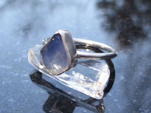 Oregon Blue Opal Silver Ring Size 6 October Birthstone Natural Crystal Raw Stone