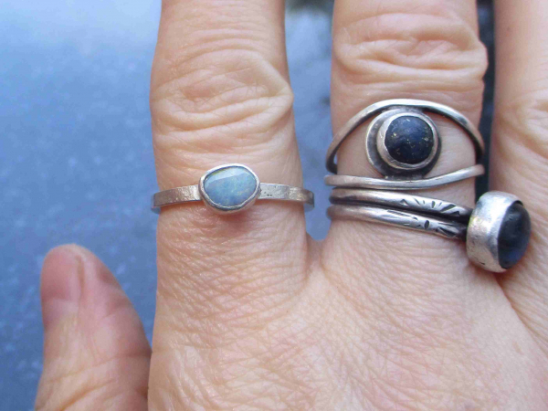 Opal Silver Ring Handmade with 925 Sterling Silver and Australian Boulder Opal