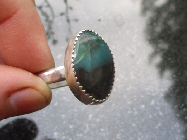 Handmade Indonesian Opal Ring 925 Sterling Silver Made with Indonesian Opalized