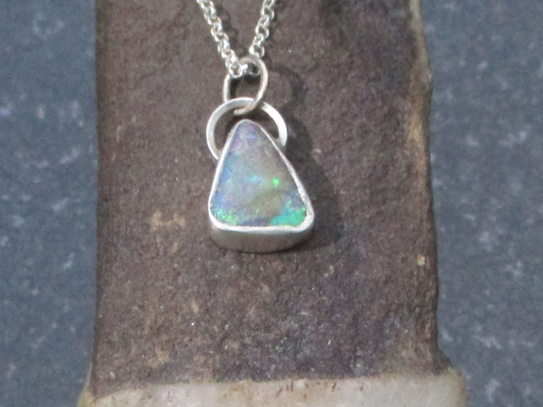 Boulder Opal Necklace 925 Sterling Silver with Natural Australian Opal PPendant