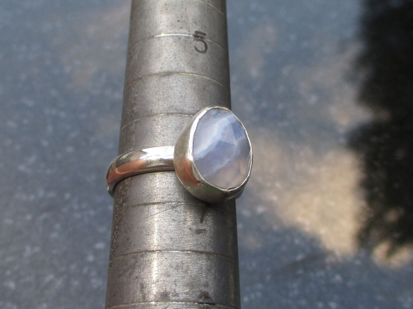Blue Lace Agate Ring 925 Sterling Silver Size 6.5 Natural Agate Gemstone Handmad