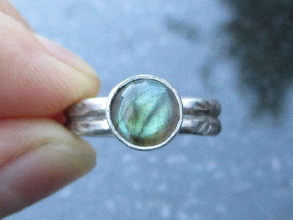 Labradorite Ring Size 6 Set in Sterling Silver with Round Labradorite Gemstone a