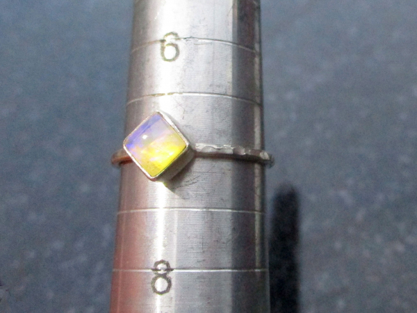 Crystal Opal Ring with Australian Opal 925 Sterling Silver Size 7 Handmade Stack