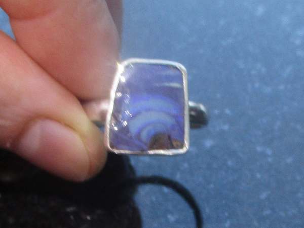 Handmade Australian Boulder Opal Ring 925 Sterling Silver Size 7.5 Handmade Ring