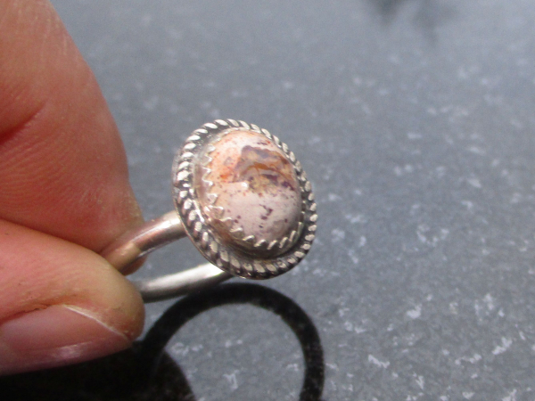 Opal Silver Ring Handmade with Mexican Cantera Opal in Matrix 925 Sterling Silve