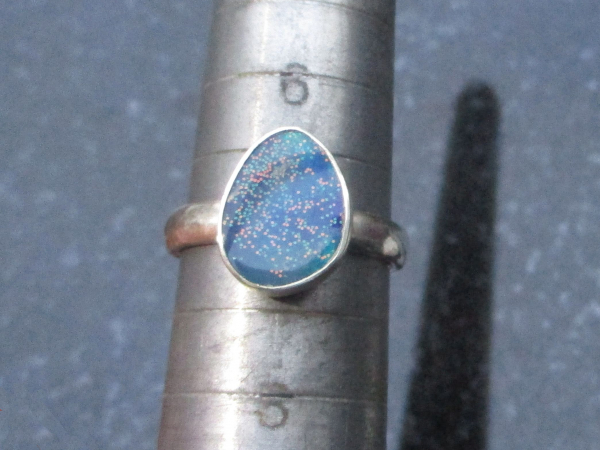 Opal Ring 925 Sterling Silver Australian Opal Handmade Size 7 Rings for Women Bl