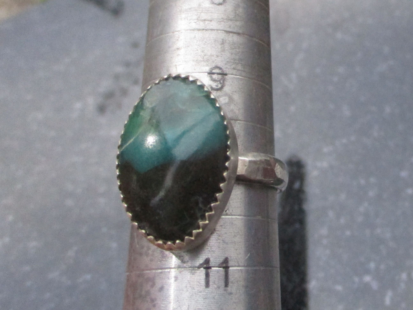 Handmade Indonesian Opal Ring 925 Sterling Silver Made with Indonesian Opalized
