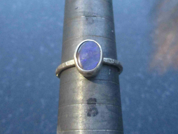 Boulder Opal Ring in 925 Sterling Silver, Stackable Handmade Ring with Natural A