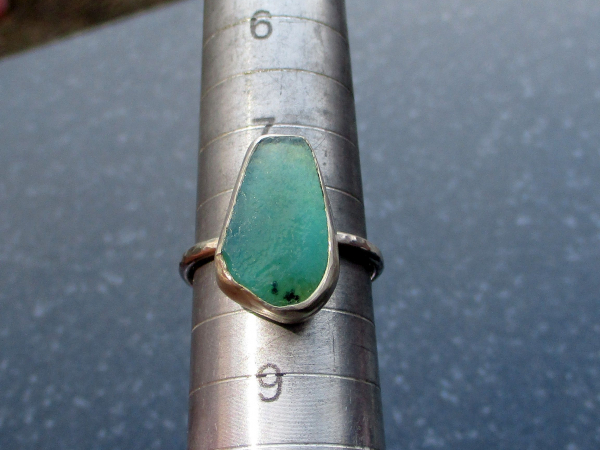 Handmade Opal Ring Set in 925 Sterling Silver with Natural Green Blue Indonesian