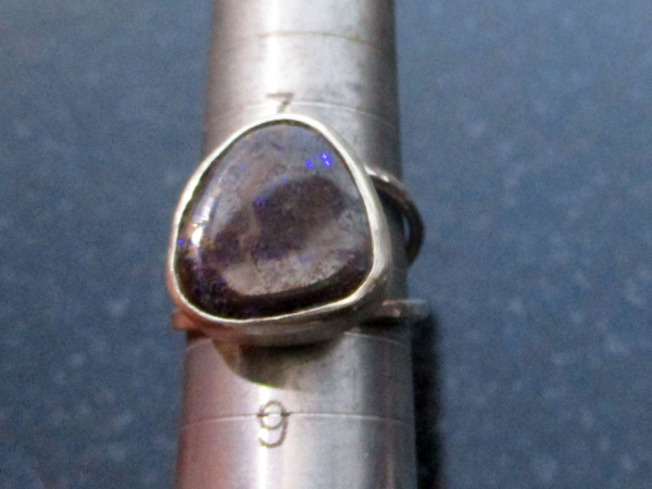 Boulder Opal Ring 925 Sterling Silver Natural Australian Boulder Opal Size 8 Han