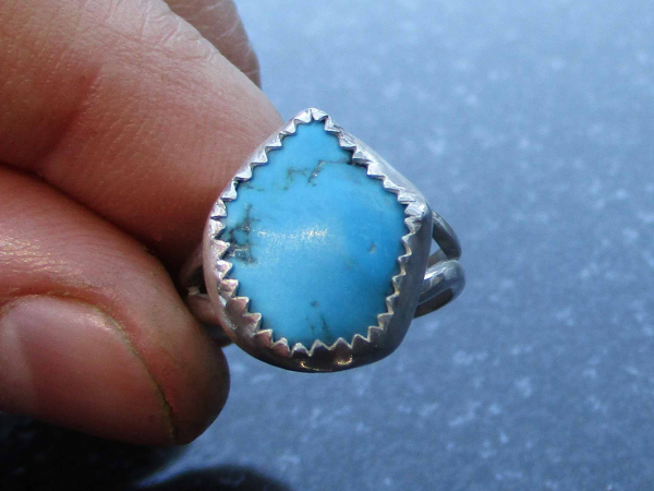 Turquoise Nugget Ring 925 Sterling Silver Size 6 with Natural Arizona Turquoise