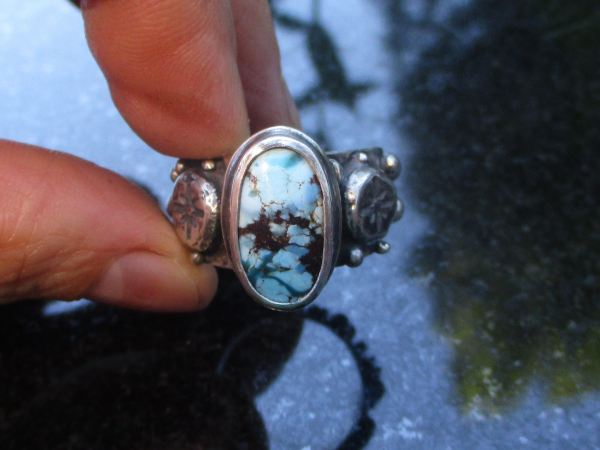 Handmade Turquoise Ring 925 Sterling Silver Statement Ring with Natural Turquois