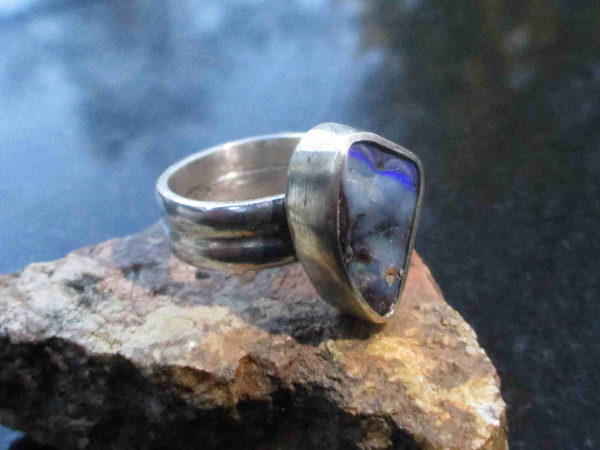 Boulder Opal Ring 925 Sterling Silver Size 7 Natural Australian Opal from Queens