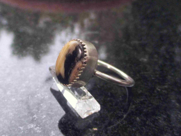 Petrified Wood Stacking Ring 925 Sterling Silver Handmade Rings for Women
