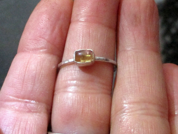 Orange Tourmaline Stacking Ring Handmade 925 Sterling Silver Ring Size 6 Minimal