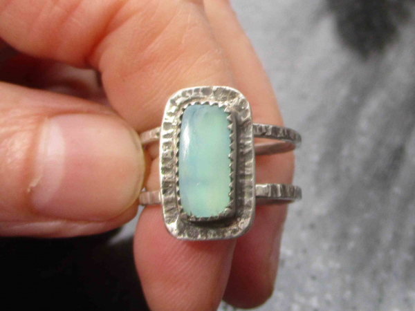 Blue Opal Ring Handmade with 925 Sterling Silver and Natural Andean Opal from Pe